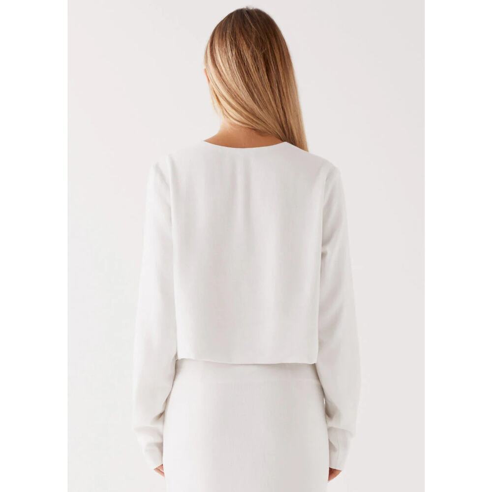 Peppermayo Parker Linen Knotted Top Size 12 White European Summer Resort NWT - Picture 4 of 9